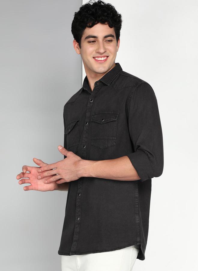 شارع كوونز قميص قطن تويل رمادي - Image 2